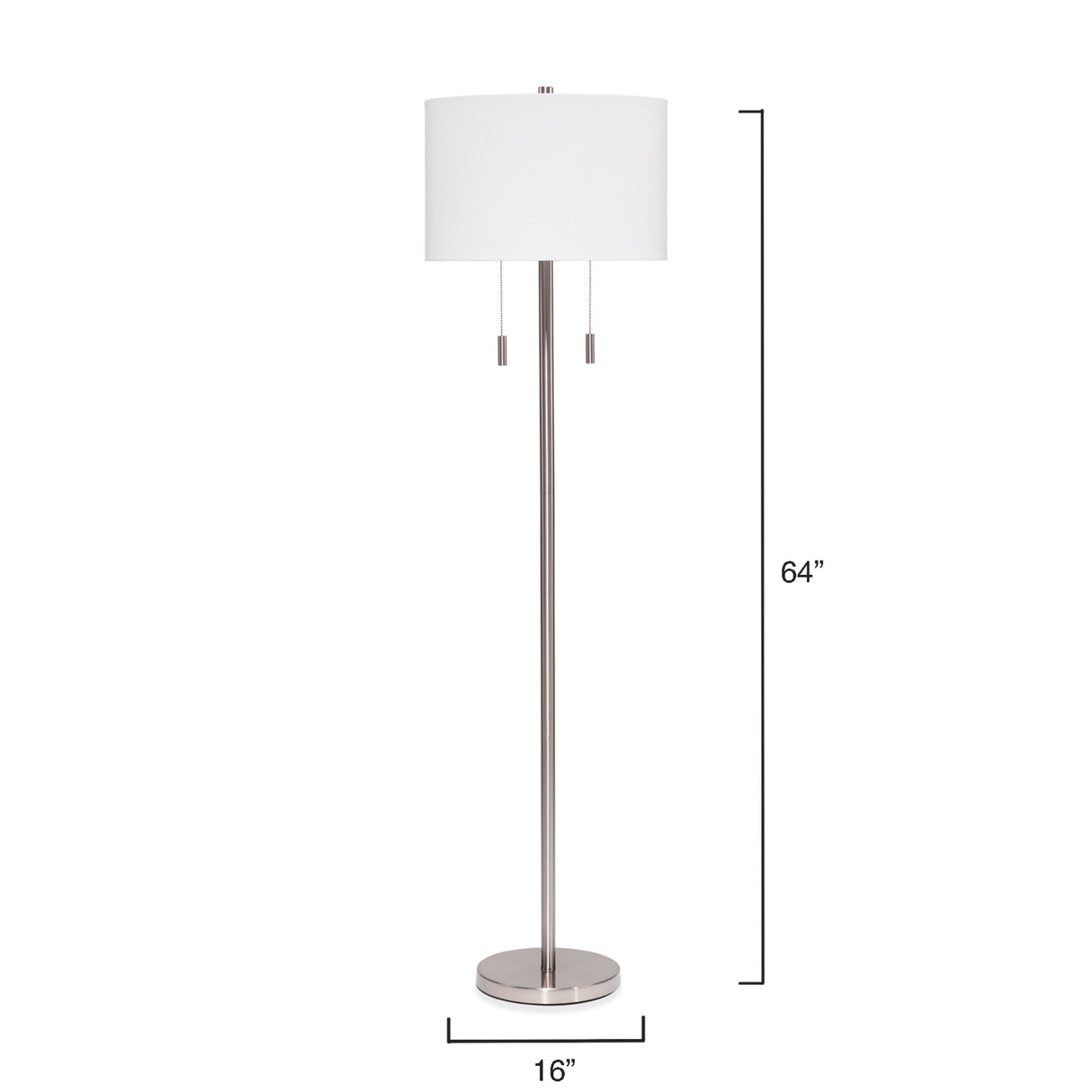 Alden Décor Anders 2-Light Metal Floor Lamp, Black