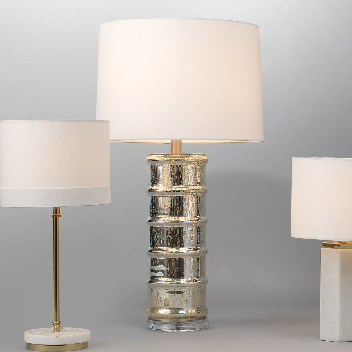 Alden Décor Emely Mercury Glass Table Lamp, Silver