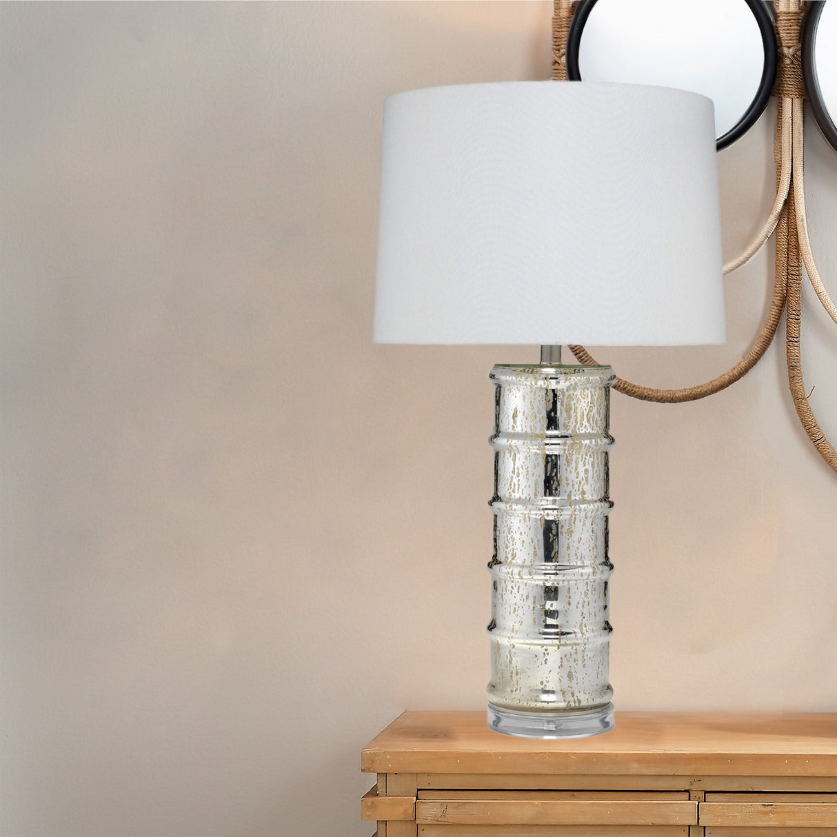 Alden Décor Emely Mercury Glass Table Lamp, Silver
