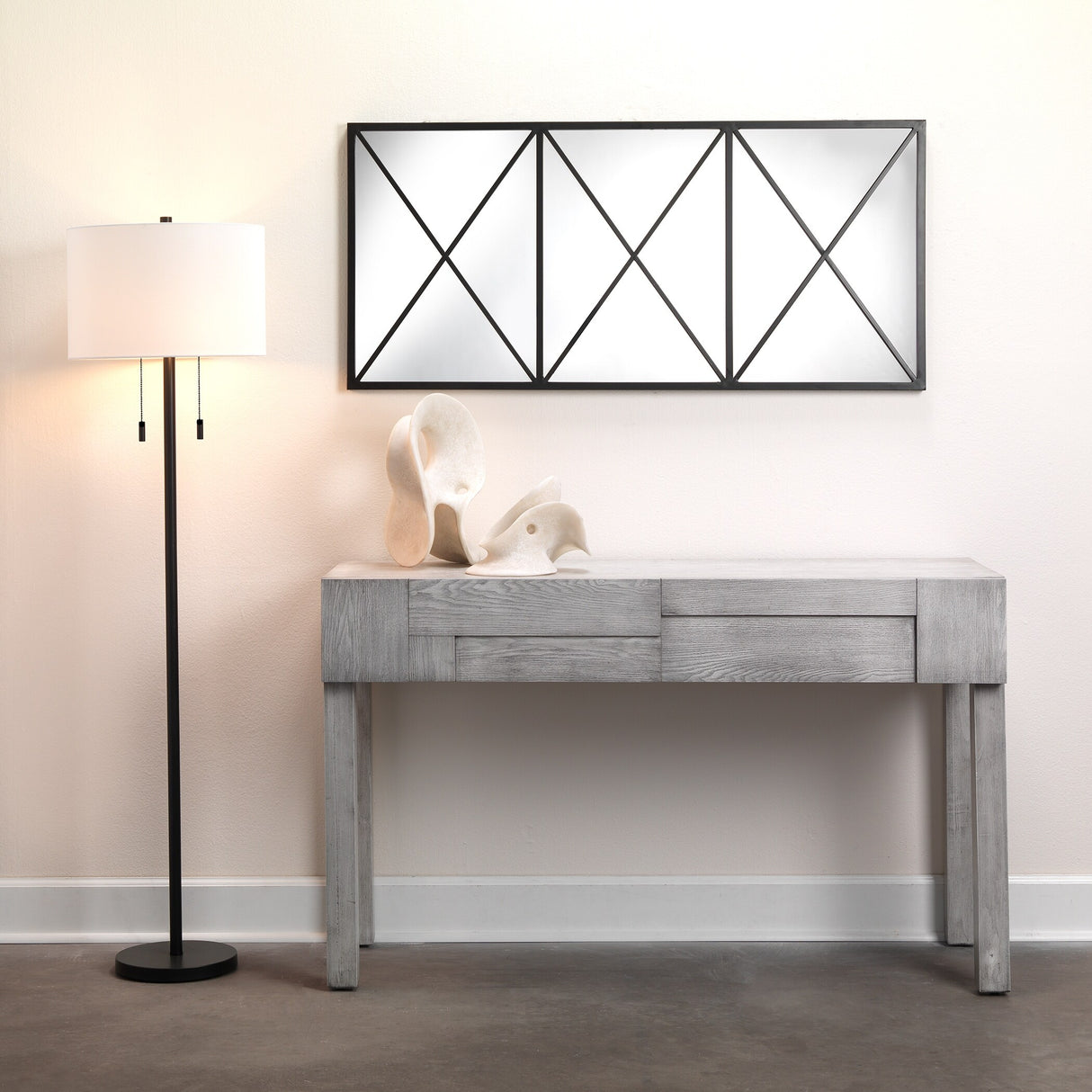 Alden Décor Anders 2-Light Metal Floor Lamp, Black
