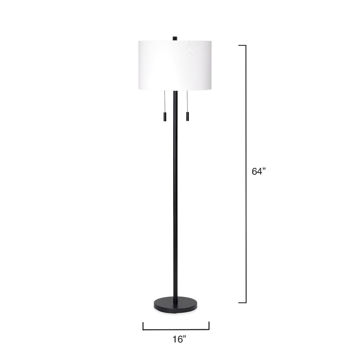 Alden Décor Anders 2-Light Metal Floor Lamp, Black
