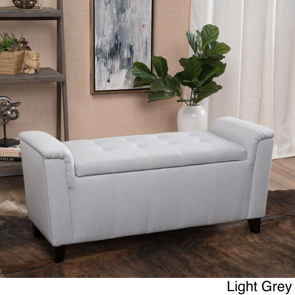 Alden Tufted Fabric Armed Storage Ottoman Bench by Christopher Knight Home