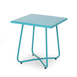 Alder Outdoor Modern 18" Side Table with Steel Legs by Christopher Knight Home