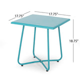 Alder Outdoor Modern 18" Side Table with Steel Legs by Christopher Knight Home