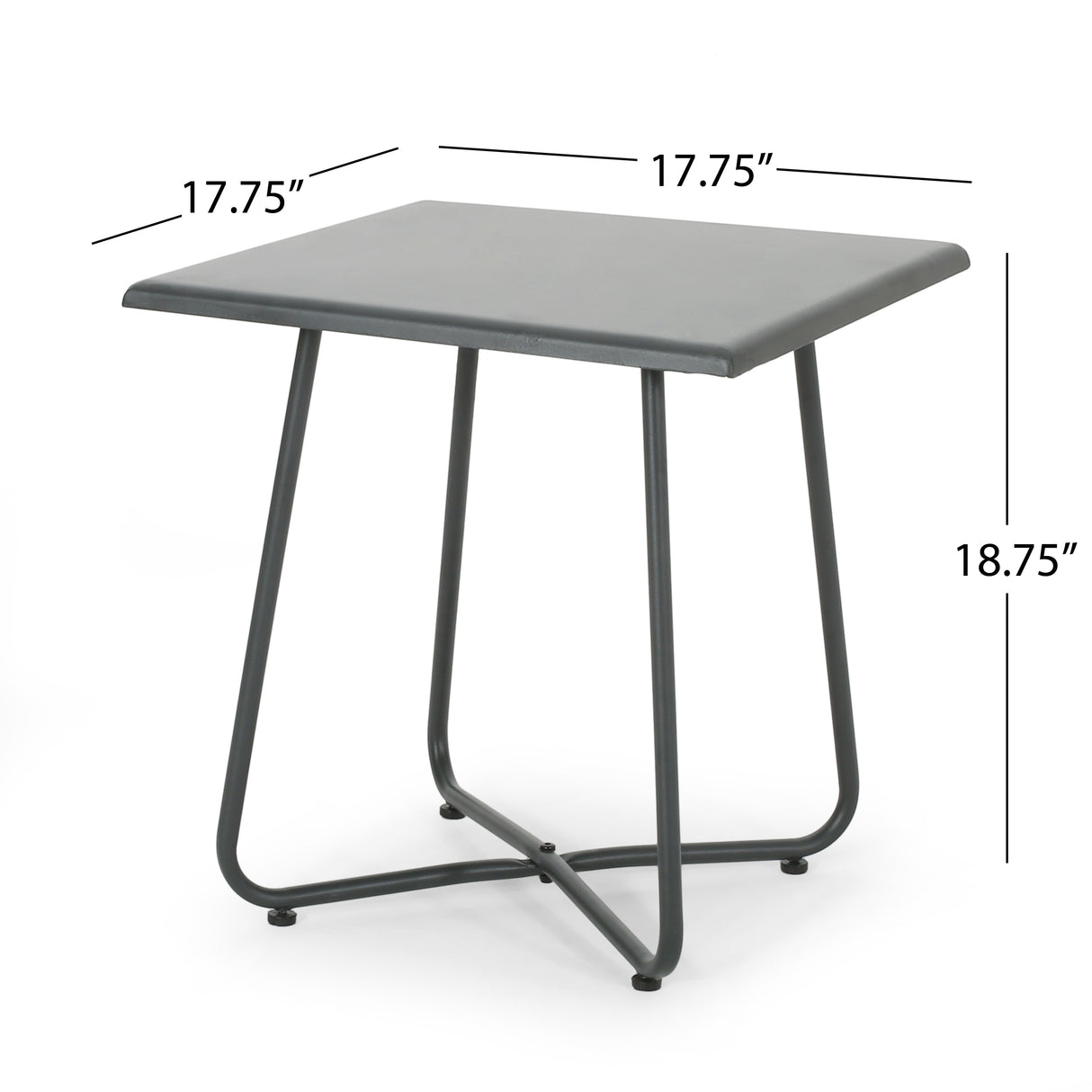 Alder Outdoor Modern 18" Side Table with Steel Legs by Christopher Knight Home