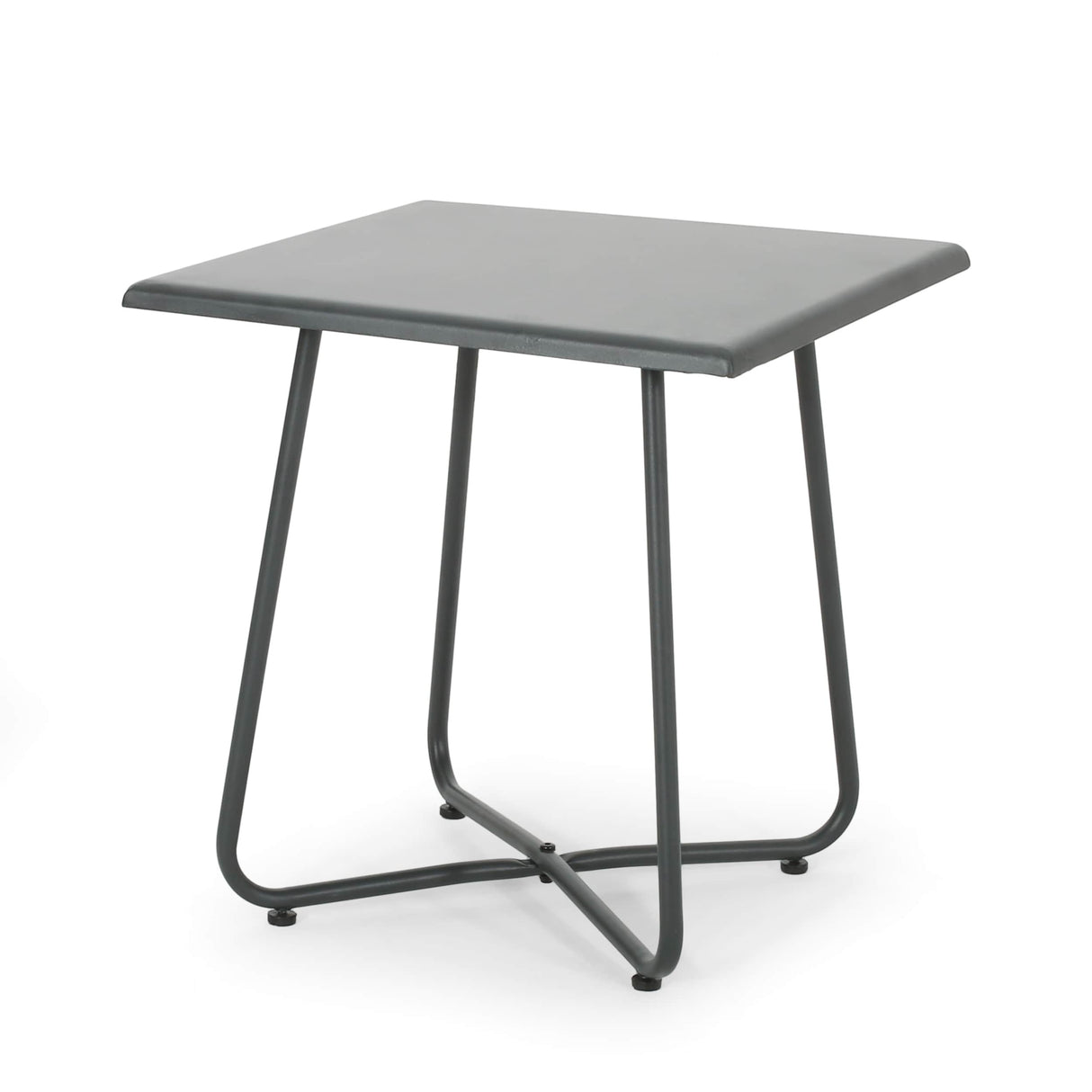 Alder Outdoor Modern 18" Side Table with Steel Legs by Christopher Knight Home