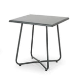 Alder Outdoor Modern 18" Side Table with Steel Legs by Christopher Knight Home