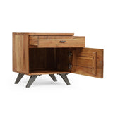 Alderbrook Mid-Century Industrial Acacia Wood Side Table by Christopher Knight Home