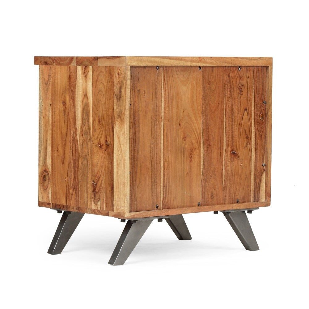 Alderbrook Mid-Century Industrial Acacia Wood Side Table by Christopher Knight Home