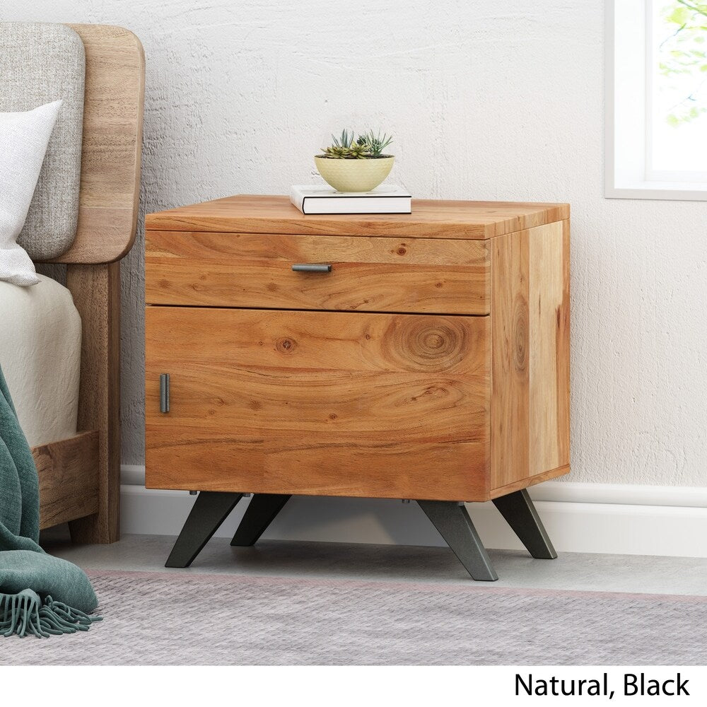 Alderbrook Mid-Century Industrial Acacia Wood Side Table by Christopher Knight Home