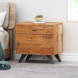 Alderbrook Mid-Century Industrial Acacia Wood Side Table by Christopher Knight Home