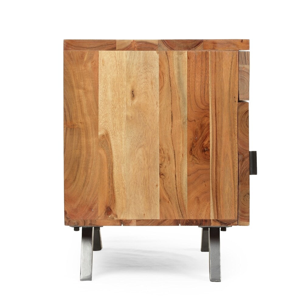 Alderbrook Mid-Century Industrial Acacia Wood Side Table by Christopher Knight Home