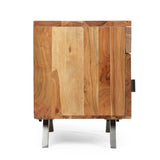 Alderbrook Mid-Century Industrial Acacia Wood Side Table by Christopher Knight Home