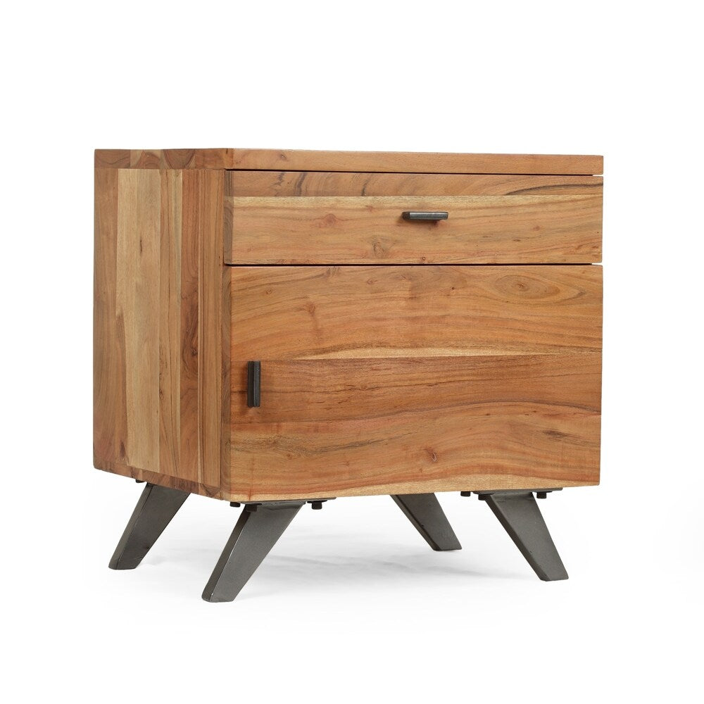 Alderbrook Mid-Century Industrial Acacia Wood Side Table by Christopher Knight Home