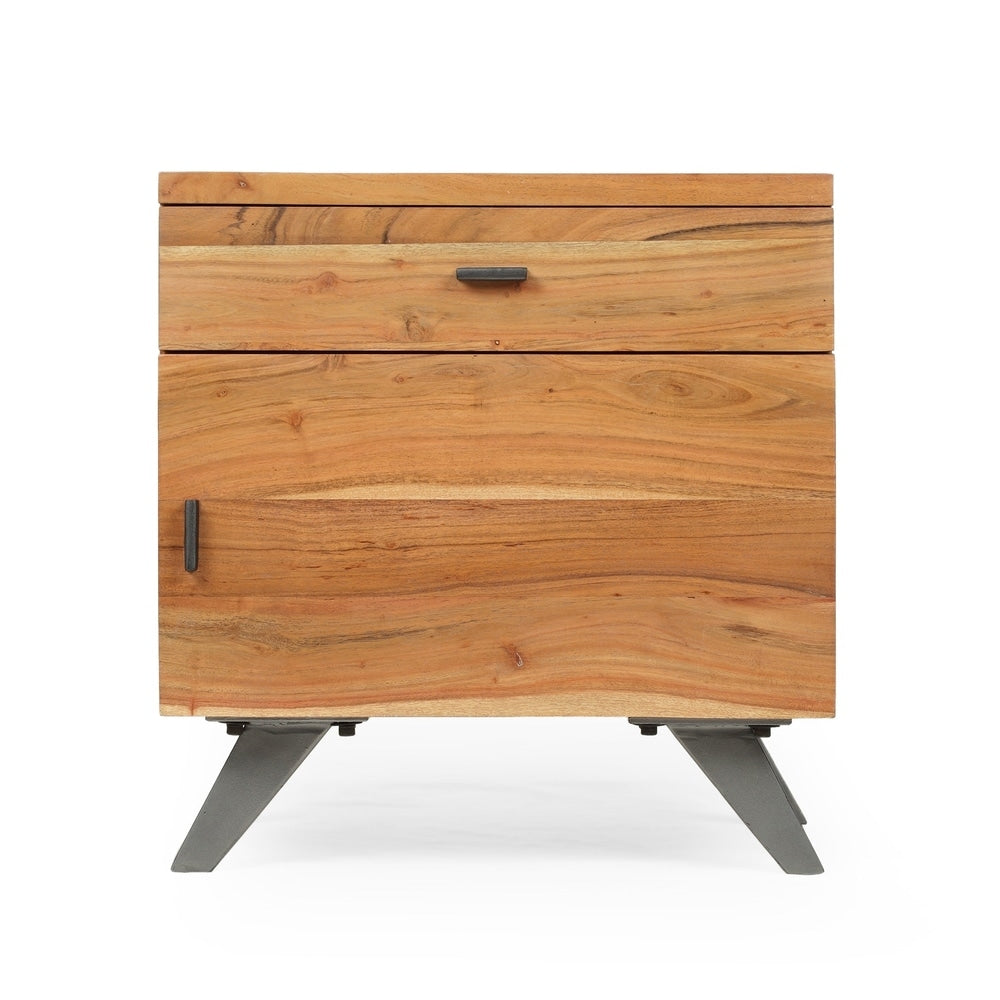 Alderbrook Mid-Century Industrial Acacia Wood Side Table by Christopher Knight Home