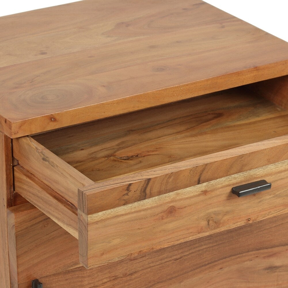 Alderbrook Mid-Century Industrial Acacia Wood Side Table by Christopher Knight Home