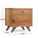 Alderbrook Mid-Century Industrial Acacia Wood Side Table by Christopher Knight Home