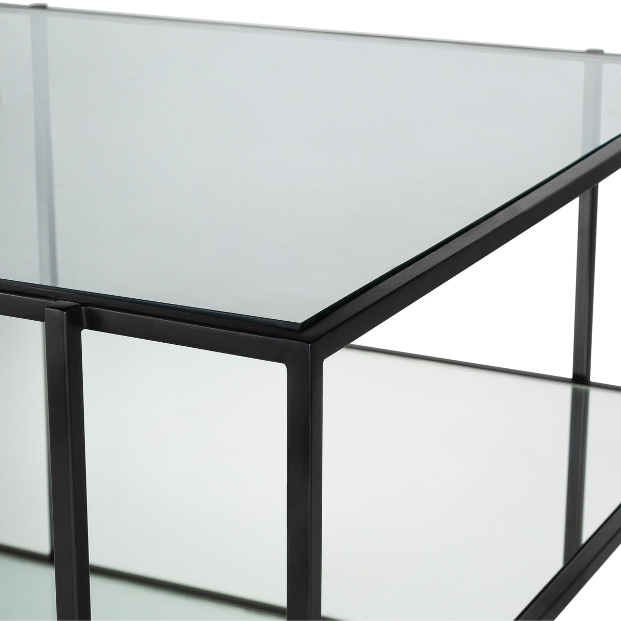 Alecsis Glass Two-tier Coffee Table - 16"H x 36"W x 36"D