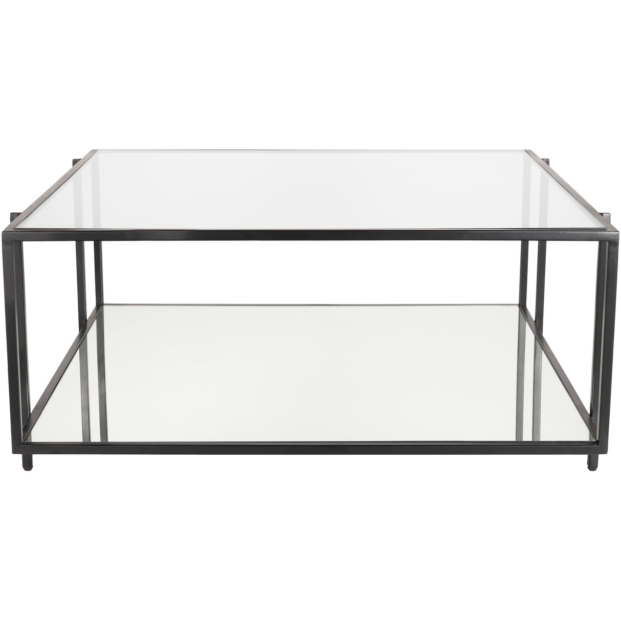 Alecsis Glass Two-tier Coffee Table - 16"H x 36"W x 36"D