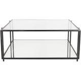 Alecsis Glass Two-tier Coffee Table - 16"H x 36"W x 36"D