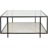 Alecsis Glass Two-tier Coffee Table - 16"H x 36"W x 36"D