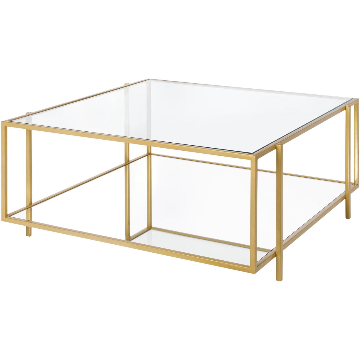 Alecsis Glass Two-tier Coffee Table - 16"H x 36"W x 36"D