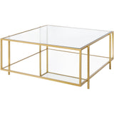 Alecsis Glass Two-tier Coffee Table - 16"H x 36"W x 36"D