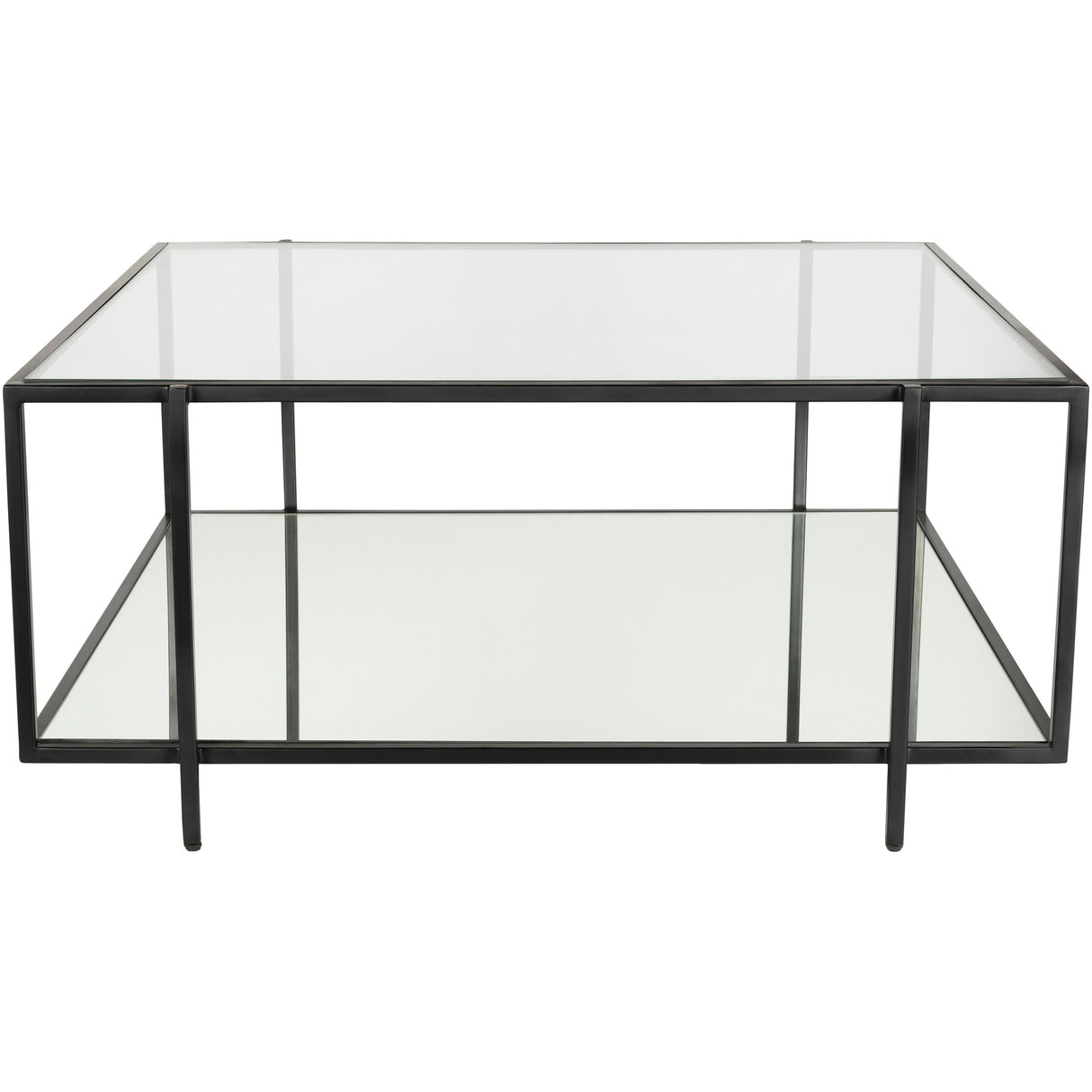 Alecsis Glass Two-tier Coffee Table - 16"H x 36"W x 36"D