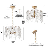 Alegate Modern Glam 3-Light Gold Drum Chandelier Glass Pendant for Dining Room