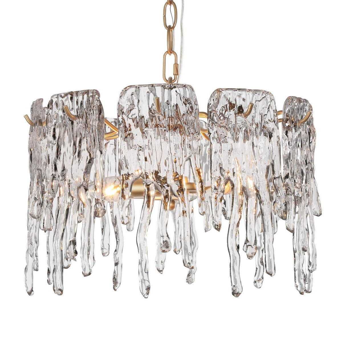 Alegate Modern Glam 3-Light Gold Drum Chandelier Glass Pendant for Dining Room