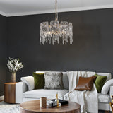 Alegate Modern Glam 3-Light Gold Drum Chandelier Glass Pendant for Dining Room