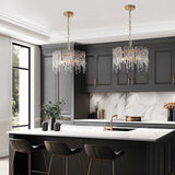 Alegate Modern Glam 3-Light Gold Drum Chandelier Glass Pendant for Dining Room