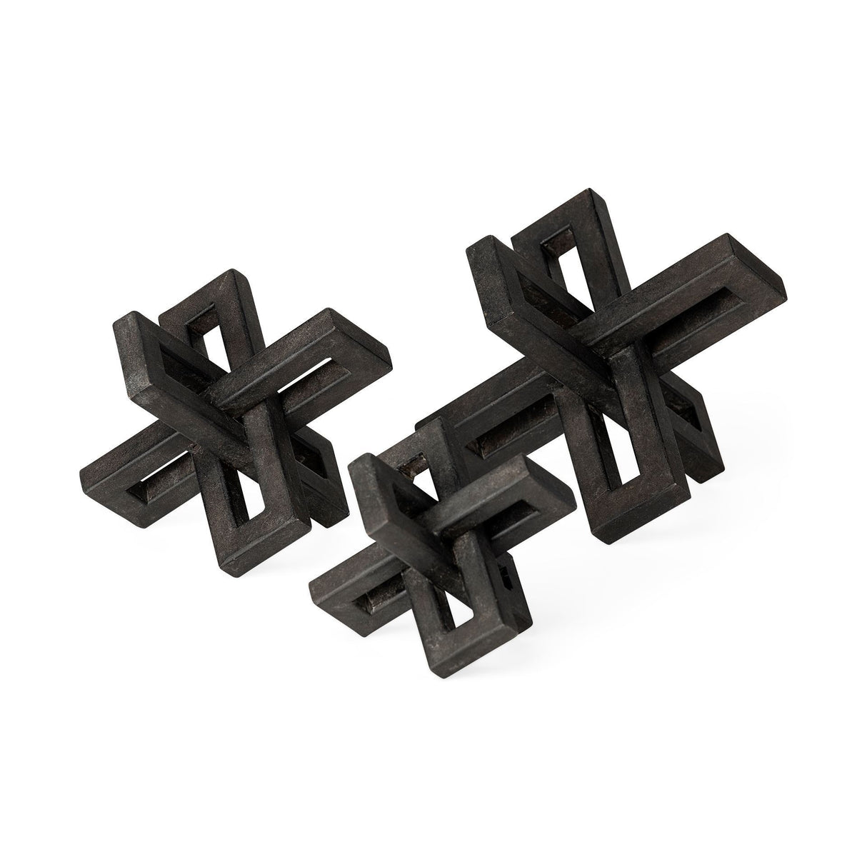 Aleph (Set of 3) Black Metal Small Medium & Large Jacks - 4.0L x 4.0W x 4.0H