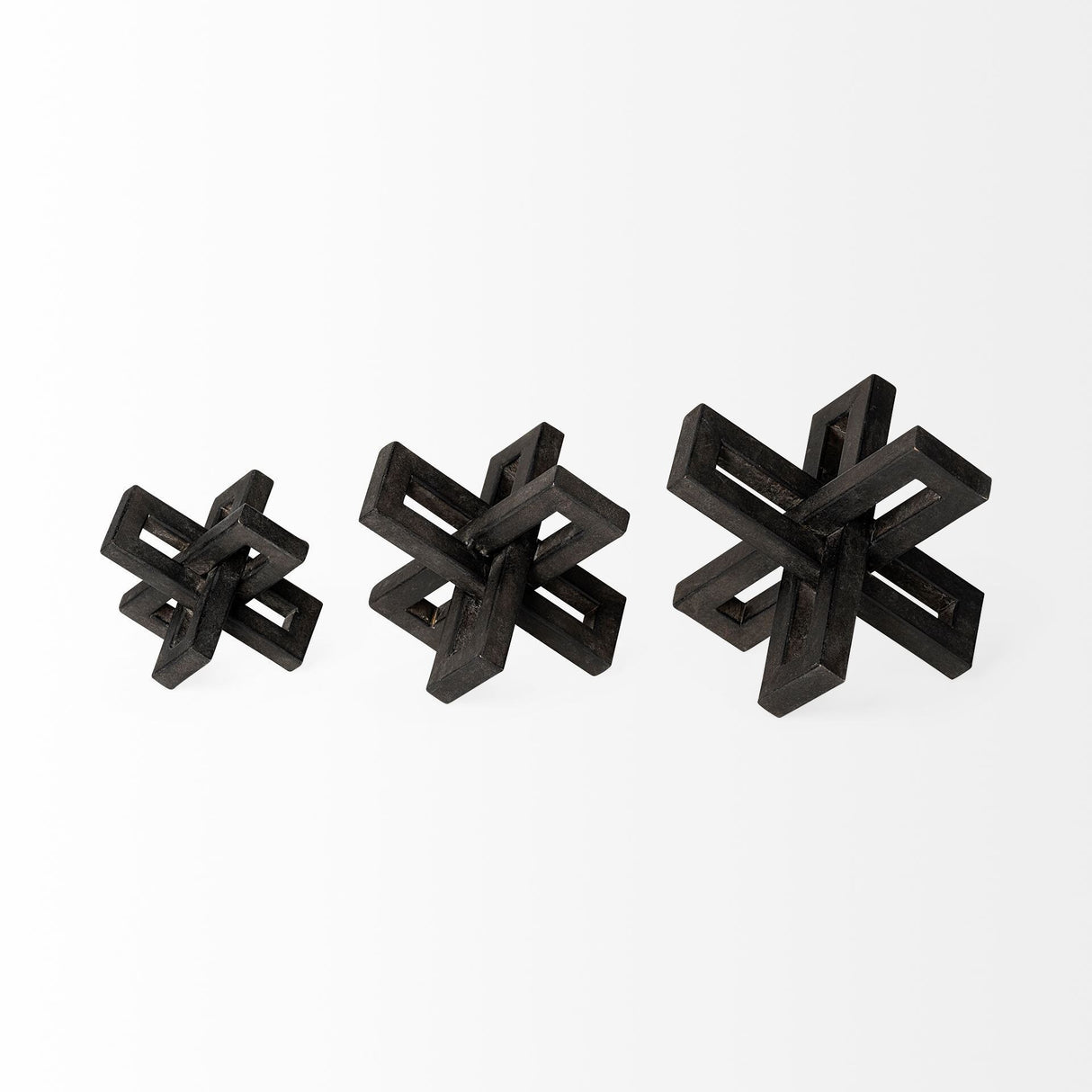 Aleph (Set of 3) Black Metal Small Medium & Large Jacks - 4.0L x 4.0W x 4.0H