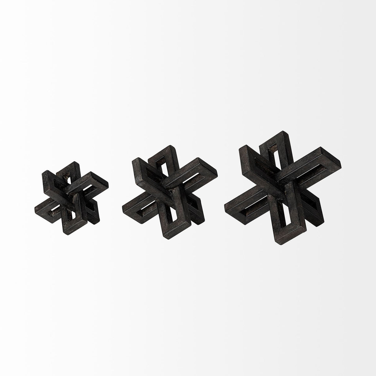 Aleph (Set of 3) Black Metal Small Medium & Large Jacks - 4.0L x 4.0W x 4.0H