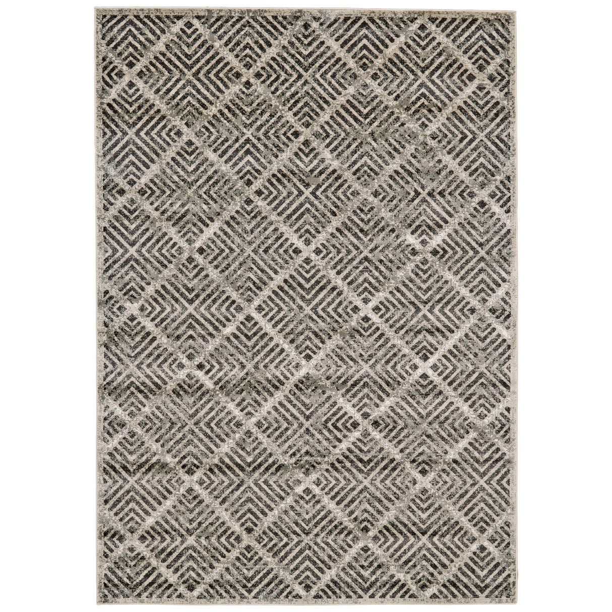 Alessandria Distressed Geometric Rug, Gray/Taupe, Runner