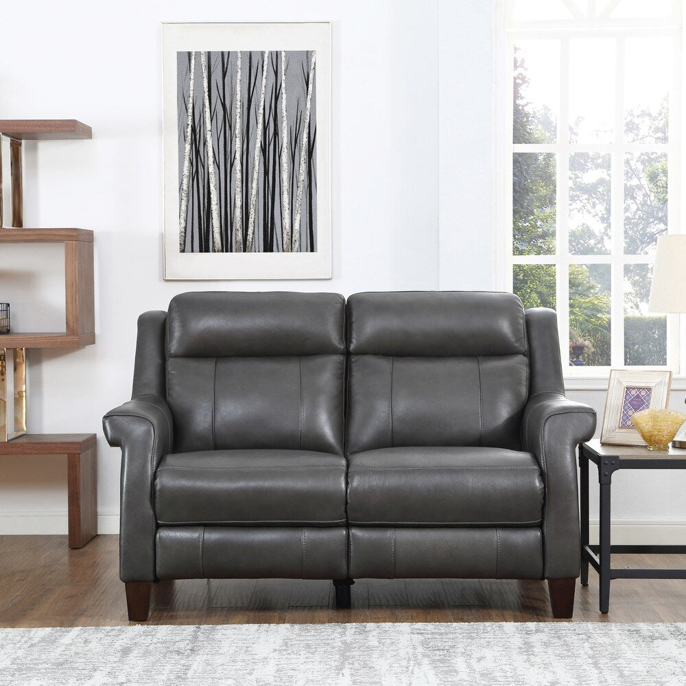 Alex Grey Premium Top Grain Leather Power Reclining Sofa and Loveseat
