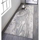 Alexander Abstract Watercolor Rug, Silver Gray/Ivory, Area Rug