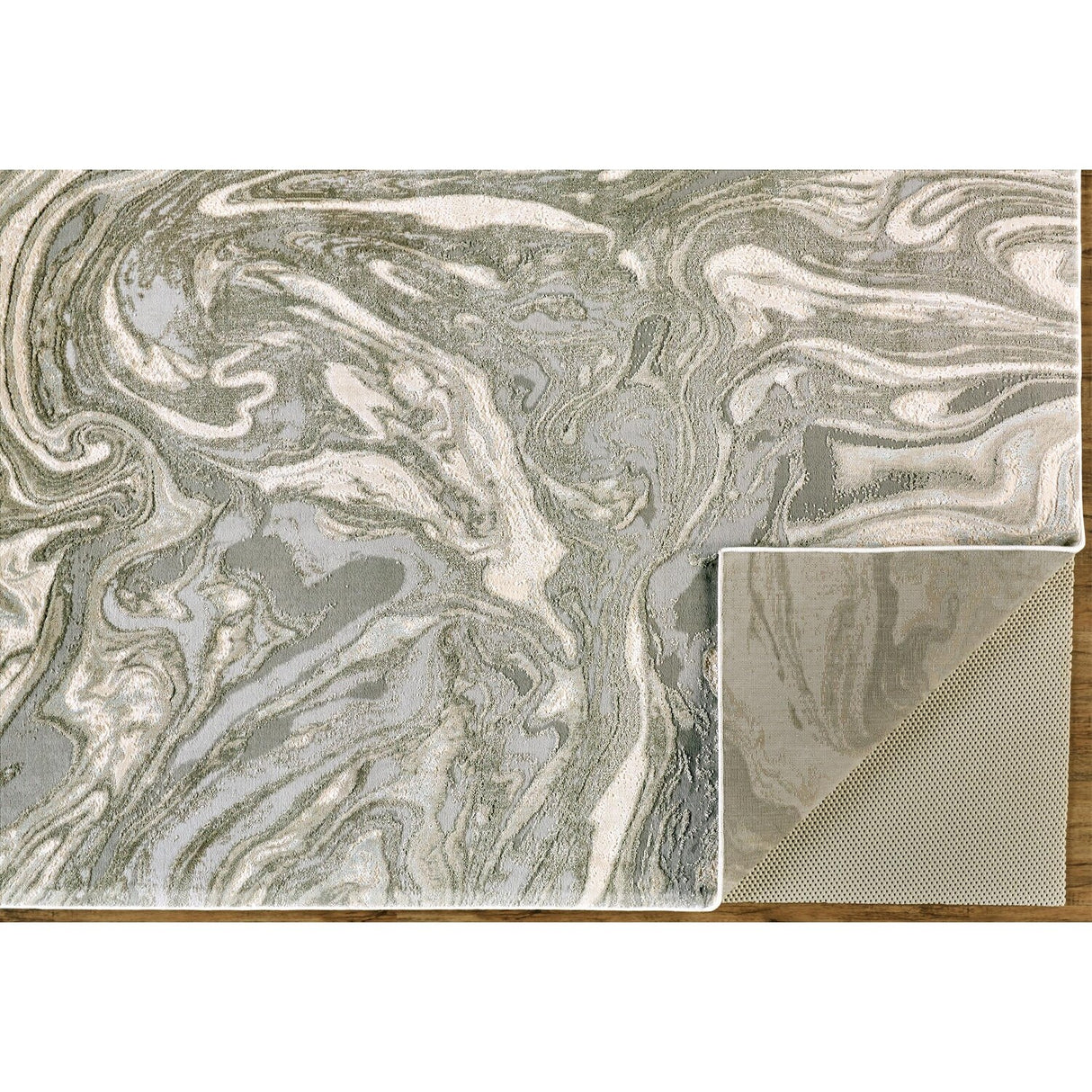 Alexander Abstract Watercolor Rug, Silver Gray/Ivory, Area Rug
