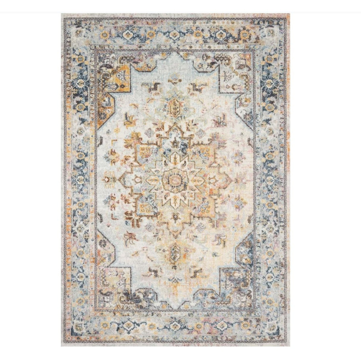 Alexander Home Jennifer Collection Medallion Distressed Area Rug