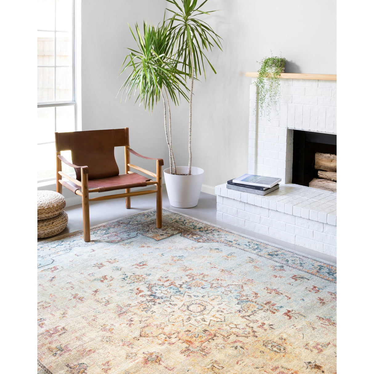 Alexander Home Jennifer Collection Medallion Distressed Area Rug