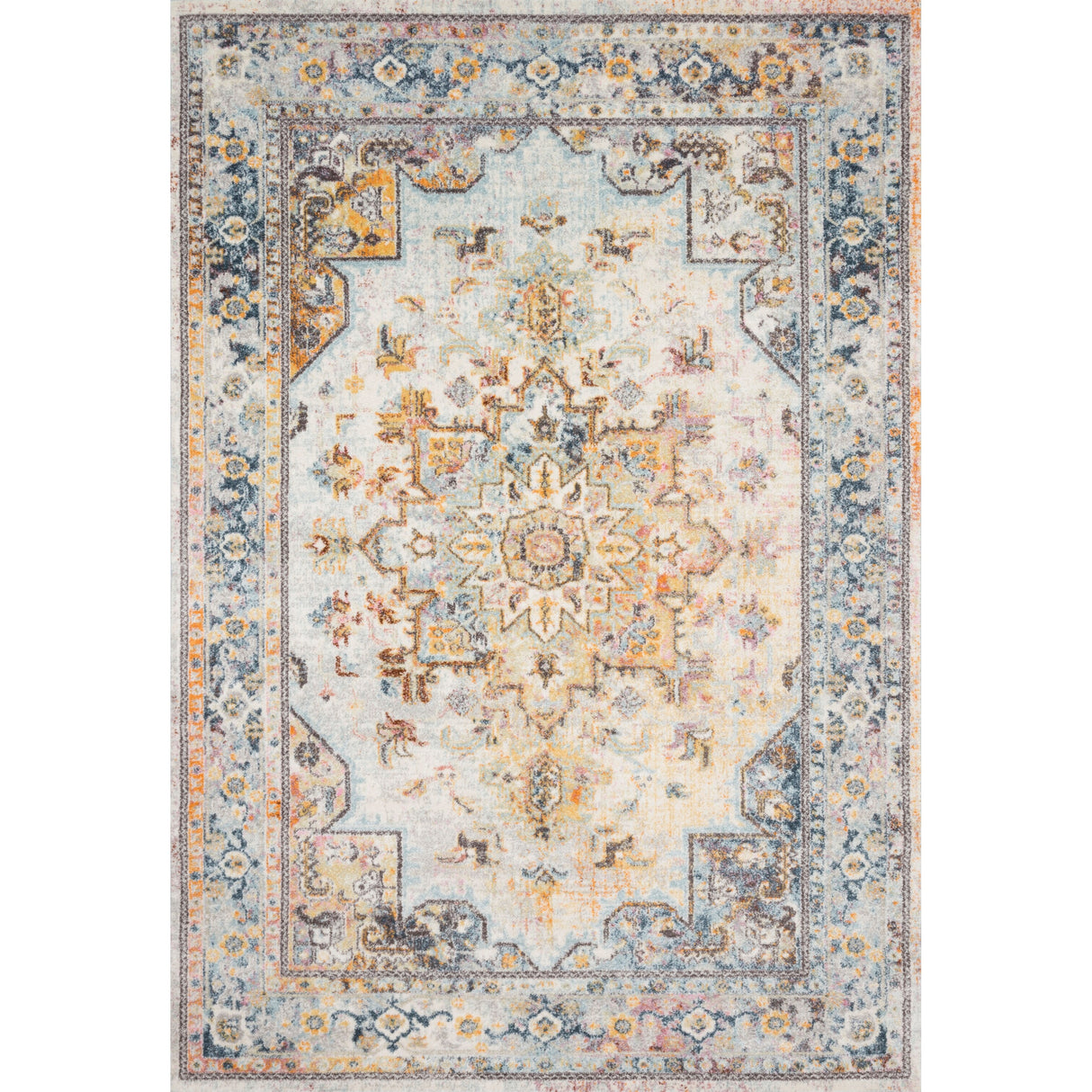 Alexander Home Jennifer Collection Medallion Distressed Area Rug