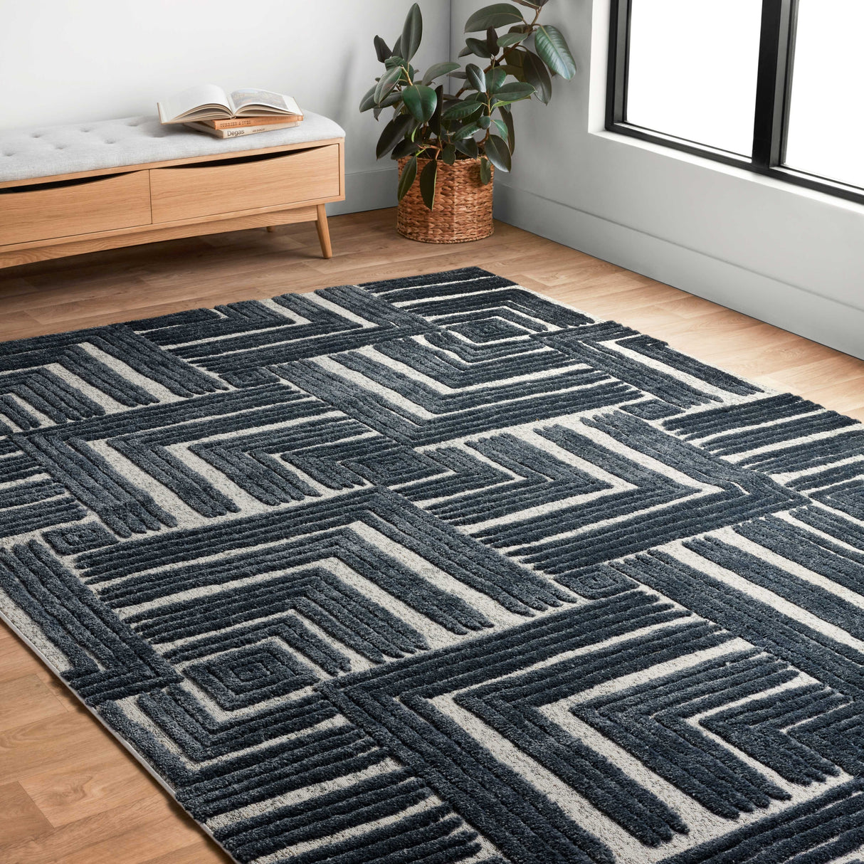 Alexander Home Vail Mid-century Modern Geometric Square Area Rug
