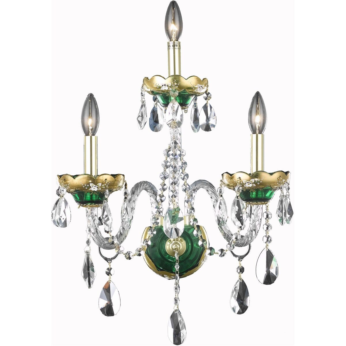 Alexandria 3 light Green Wall Sconce Clear Spectra Swarovski Crysta - One Size