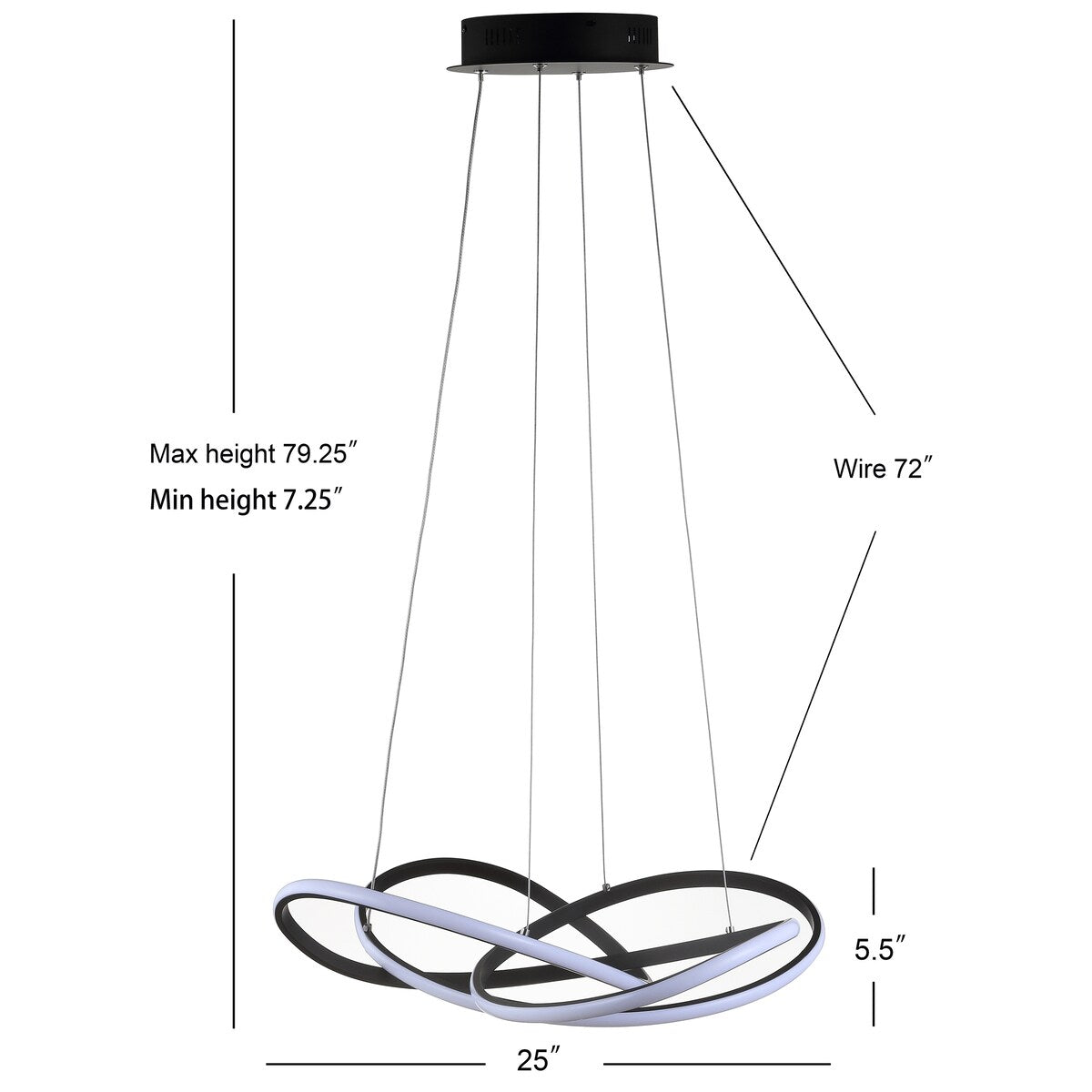 Alexia 25" Integrated LED Adjustable Chandelier, Black by JONATHAN Y
