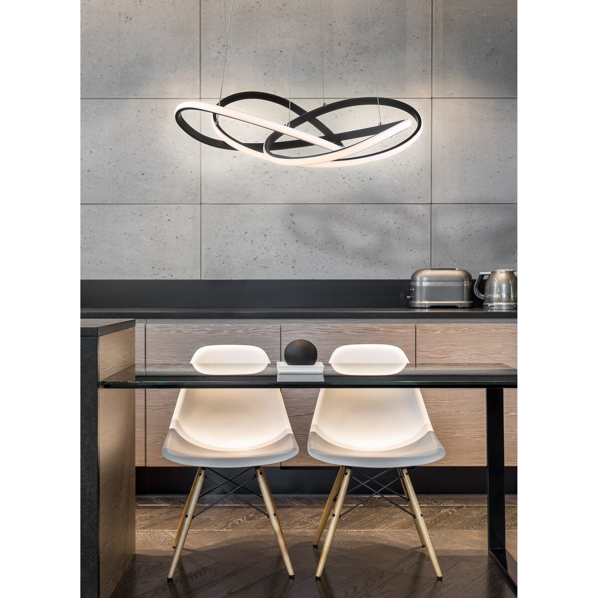 Alexia 25" Integrated LED Adjustable Chandelier, Black by JONATHAN Y