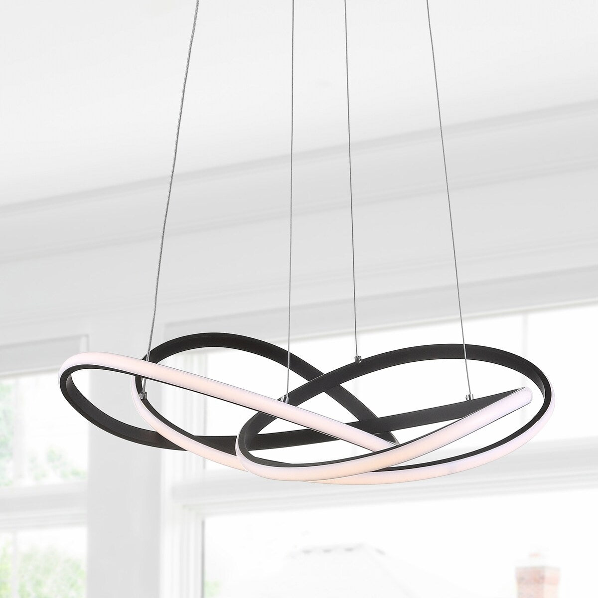 Alexia 25" Integrated LED Adjustable Chandelier, Black by JONATHAN Y