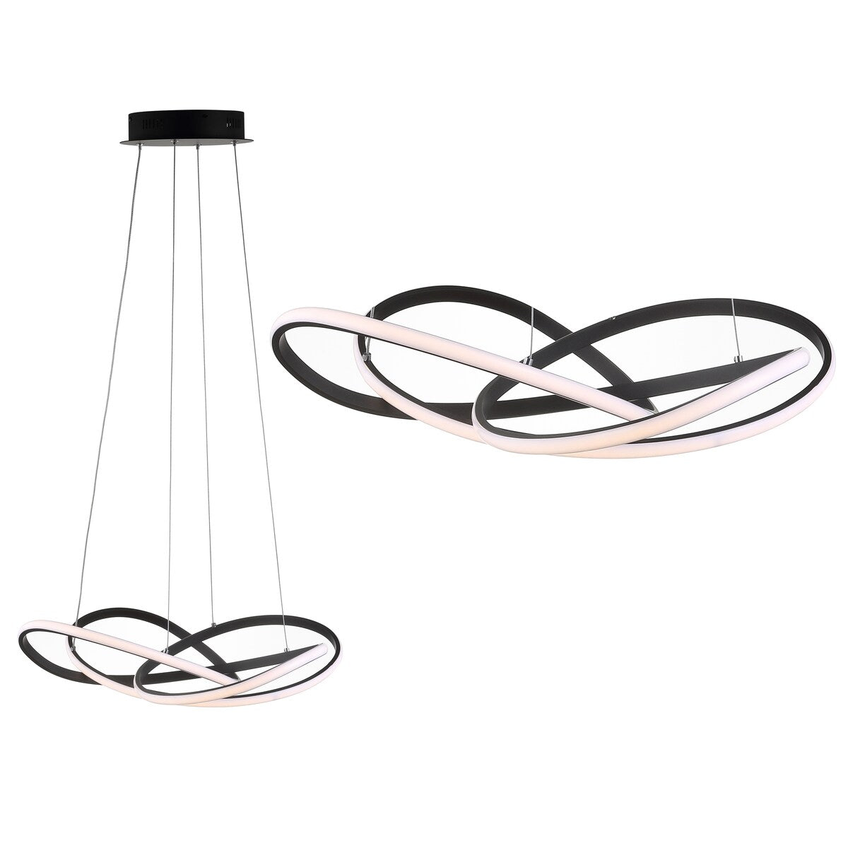 Alexia 25" Integrated LED Adjustable Chandelier, Black by JONATHAN Y