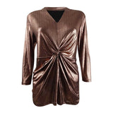 Alfani Women's Plus Size Metallic Twist-Front Top
