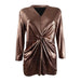 Alfani Women's Plus Size Metallic Twist-Front Top